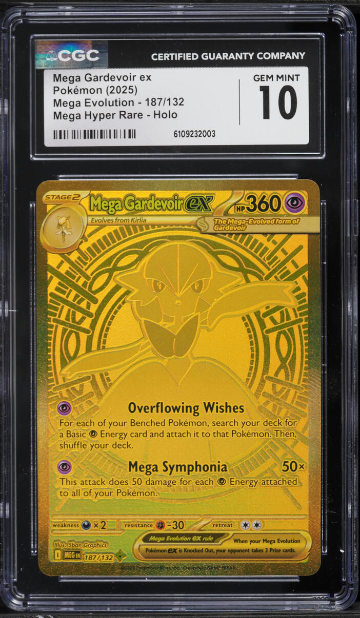 2025 Pokemon Mega Evolution Mega Gold Rare Mega Gardevoir Ex #187 CGC 10 GEM MINT