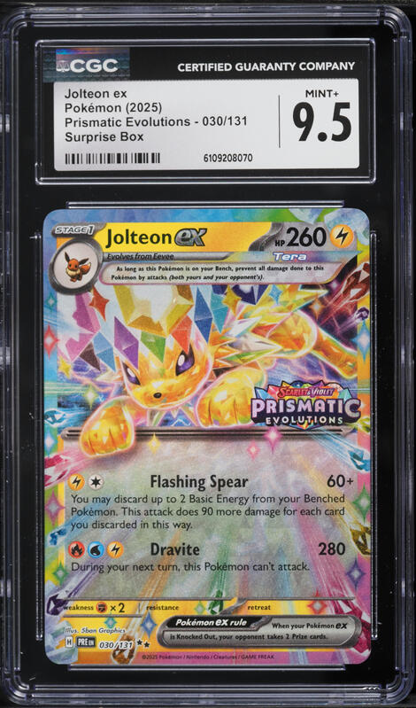 2025 Pokemon Scarlet & Violet Prismatic Evolutions Surprise Box Holo Jolteon Ex #30 CGC 9.5
