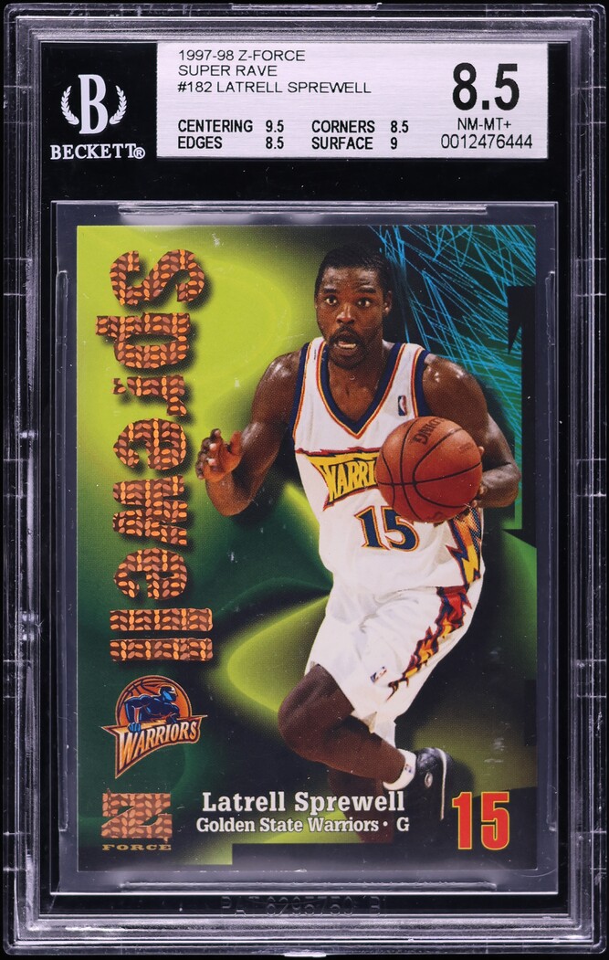 1997 Skybox Z-Force Super Rave Latrell Sprewell /50 #182 BGS 8.5