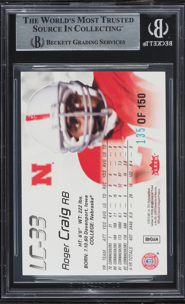 2013 Fleer Retro Flair Showcase Legacy Collection Roger Craig AUTO /150 #LC-33 BGS AUTH
