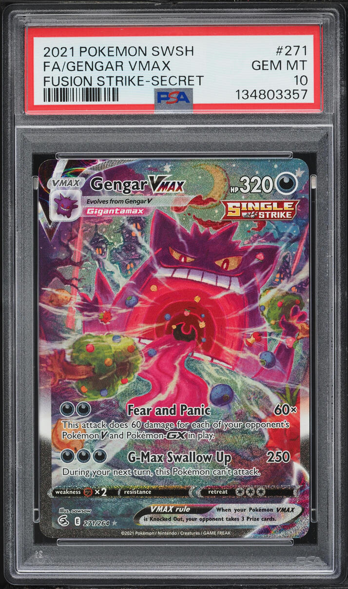 Pokemon Trading Card Game Sword & Shield Fusion Strike Secret Rare Gengar VMAX (Alternate) #271 [CGC - Gem Mint 9.5 (4004642005)]