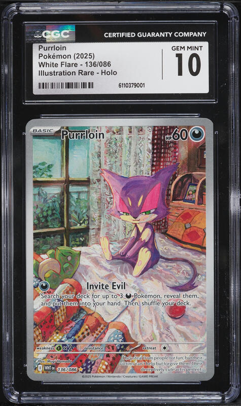 2025 Pokemon Scarlet & Violet White Flare IR Purrloin #136 CGC 10 GEM MINT on Fanatics Collect 2025 Pokemon Scarlet & Violet White Flare IR Purrloin #136 CGC 10 GEM MINT on Fanatics Collect