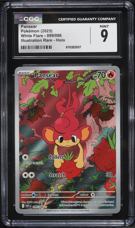 2025 Pokemon Scarlet & Violet White Flare IR Pansear #99 CGC 9 MINT