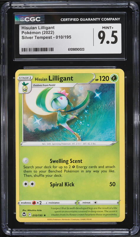 2022 Pokemon Sword & Shield Silver Tempest Hisuian Lilligant #010 CGC 9.5 MINT+