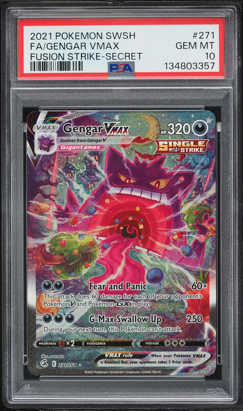 2021 Pokemon Sword & Shield Fusion Strike SEC Gengar VMAX #271 PSA