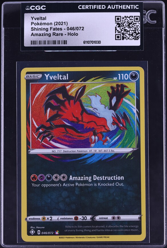 2021 Pokemon Sword & Shield Shining Fates Amazing Rare Yveltal #46 CGC AUTH