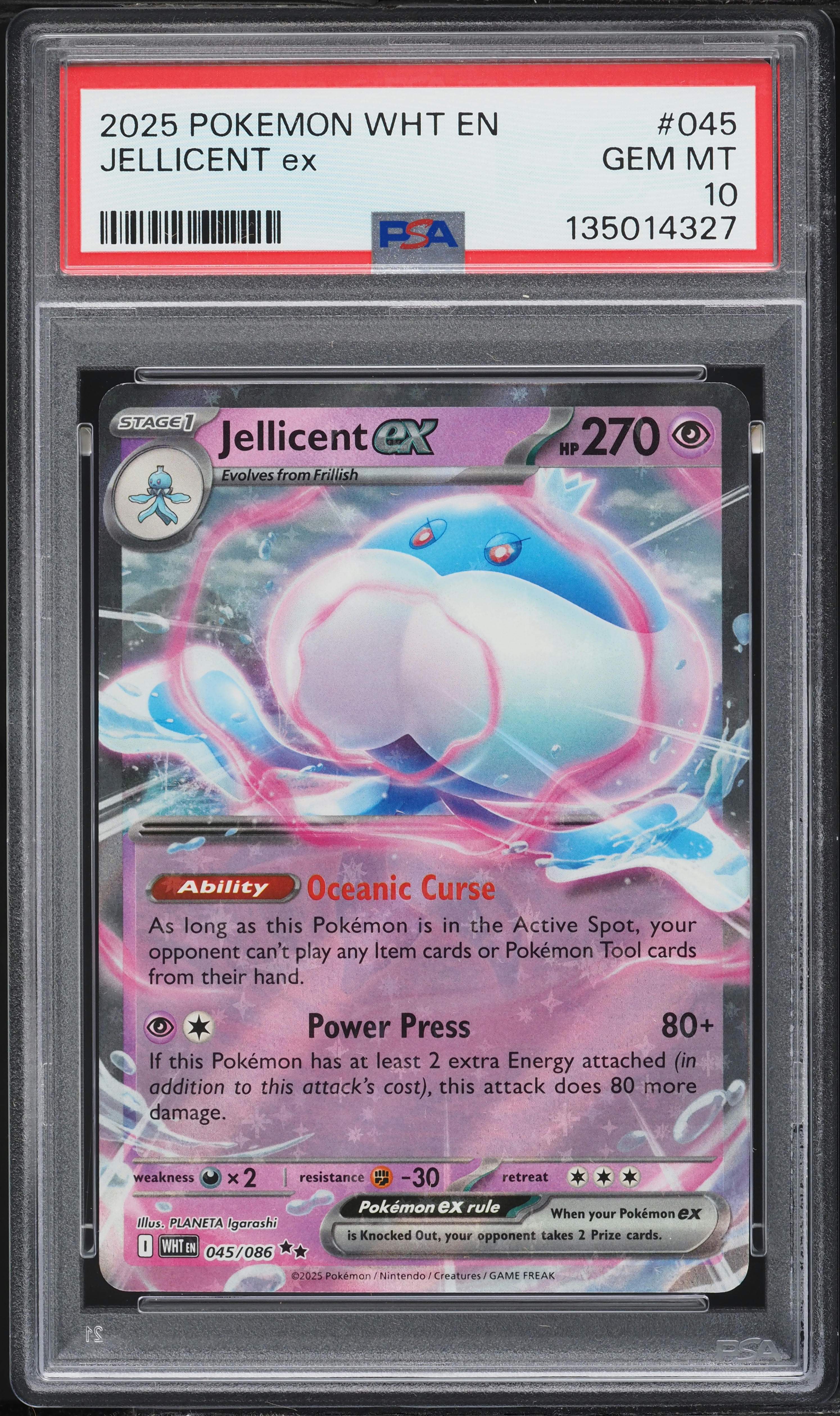 エーフィEX 045 psa10 2025 Pokemon Scarlet & Violet White Flare Jellicent Ex #045 PSA 10