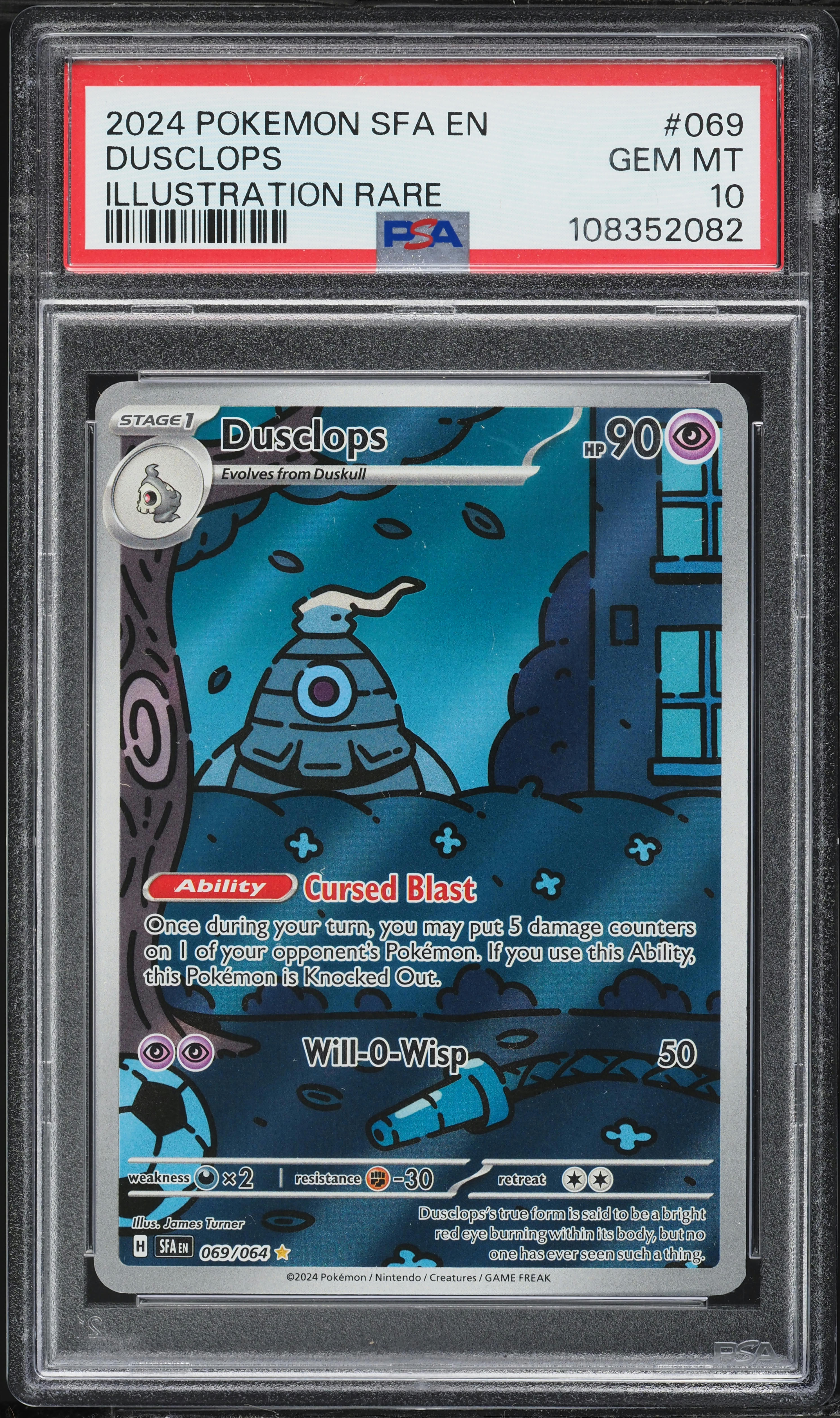 pokemon trading card game shrouded fable illustration rare dusclops 69 IR 069/064 Custom Extended Artwork Case Illustration Rare Retreat cost 2024 Pokemon Scarlet & Violet