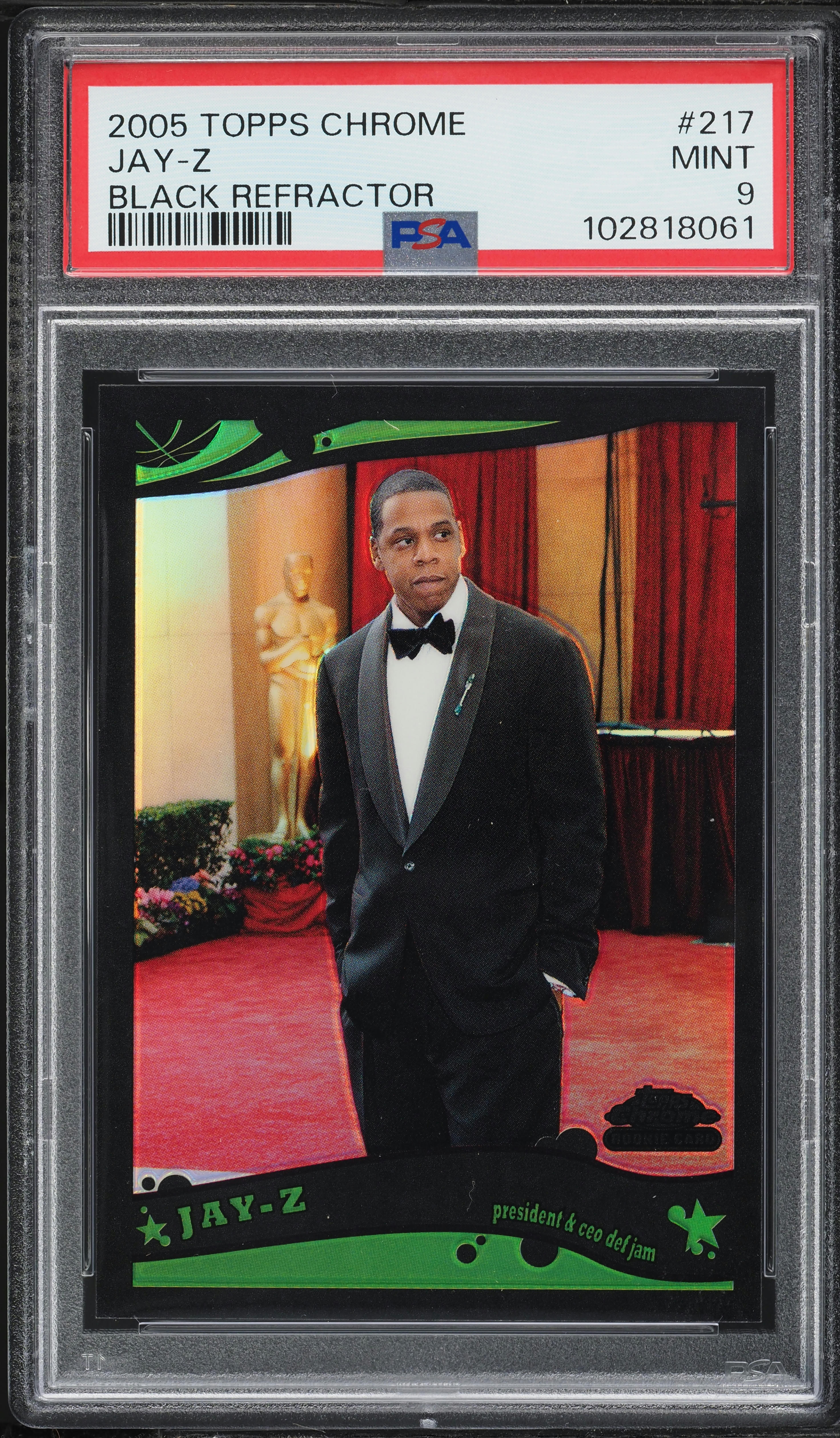 その他 topps bowman chrome JAY-Z refractor 2005 Topps Chrome Black Refractor Jay-Z /399 #217 PSA 9 MINT on