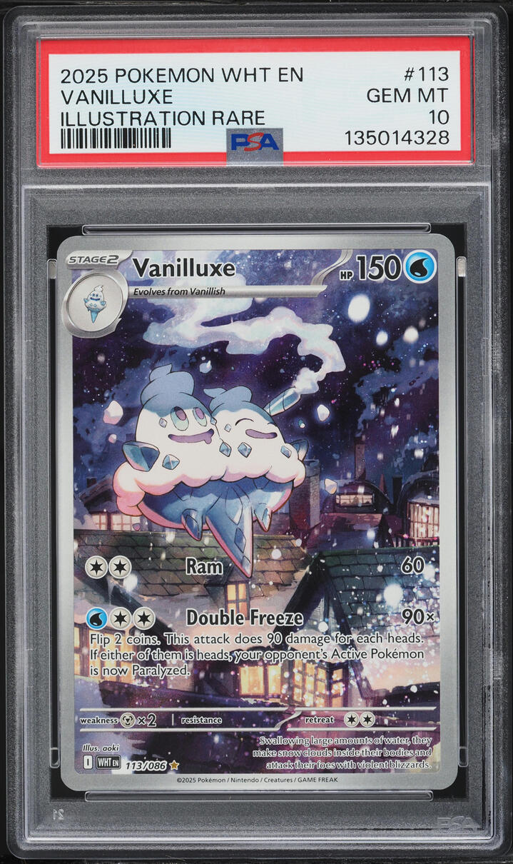2025 Pokemon Scarlet & Violet White Flare IR Vanilluxe #113 PSA 10 GEM MINT
