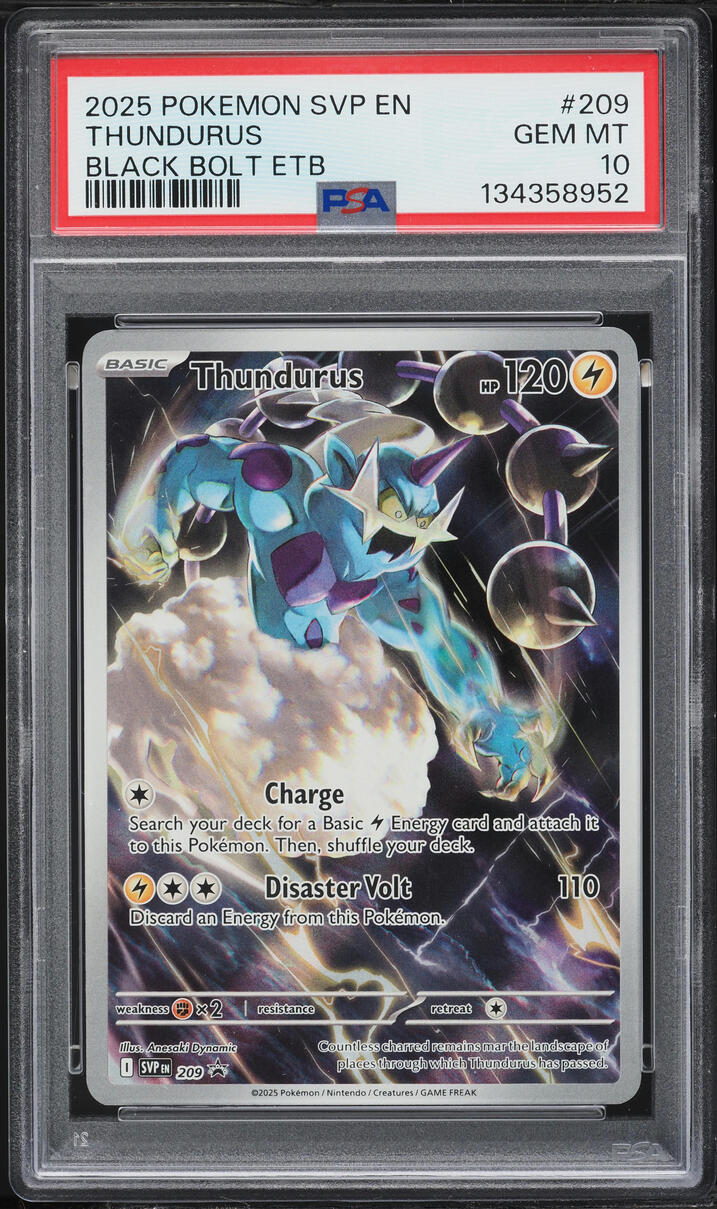 2025 Pokemon Scarlet & Violet Promo Black Bolt ETB Full Art Thundurus #209 PSA 10 GEM MINT