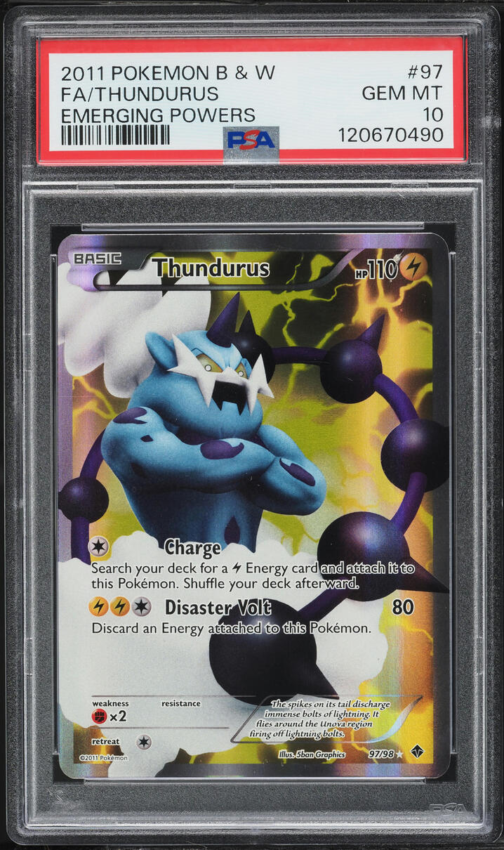 2011 Pokemon Black & White Emerging Powers Full Art Thundurus #97 PSA 10 GEM MINT