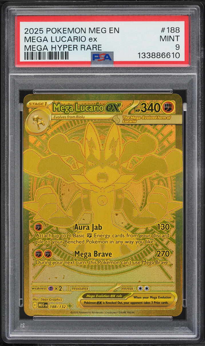 2025 Pokemon Mega Evolution MHR Mega Lucario ex #188 PSA 9 MINT