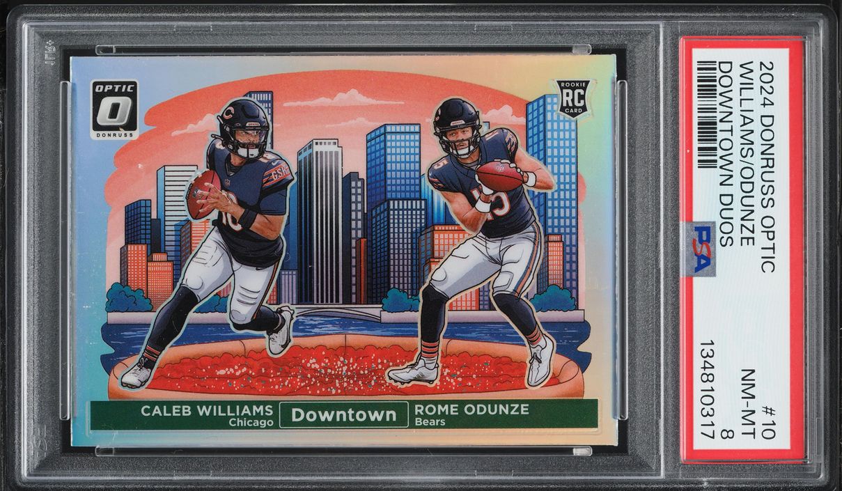 2024 Donruss Optic Downtown Duos Caleb Williams Rome Odunze ROOKIE #10 PSA 8 NM-MT
