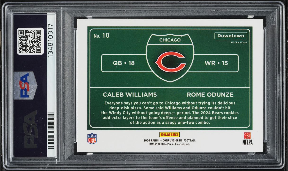 2024 Donruss Optic Downtown Duos Caleb Williams Rome Odunze ROOKIE #10 PSA 8 NM-MT