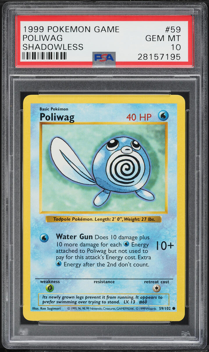 1999 Pokemon Base Set Shadowless Poliwag #59 PSA 10 GEM MINT
