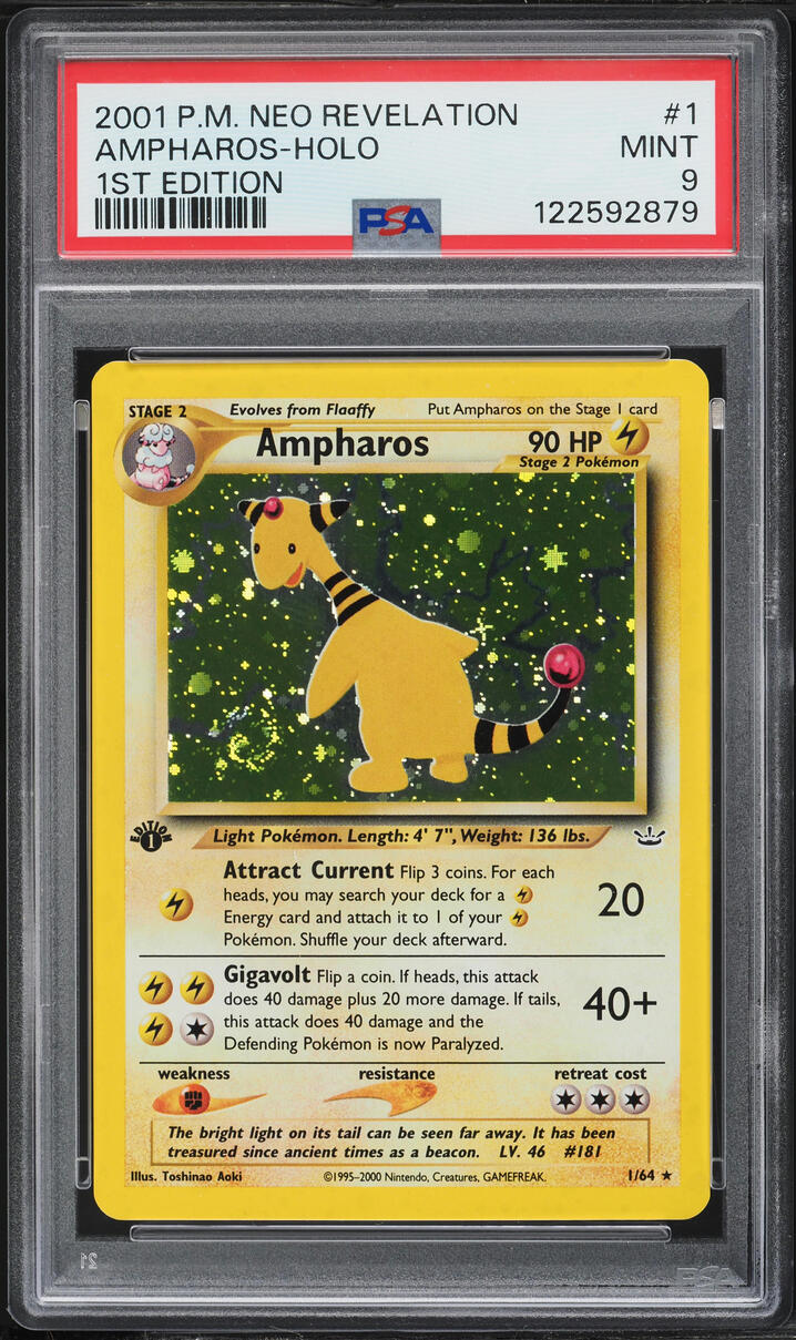 2001 Pokemon Neo Revelation 1st Edition Holo Ampharos #1 PSA 9 MINT