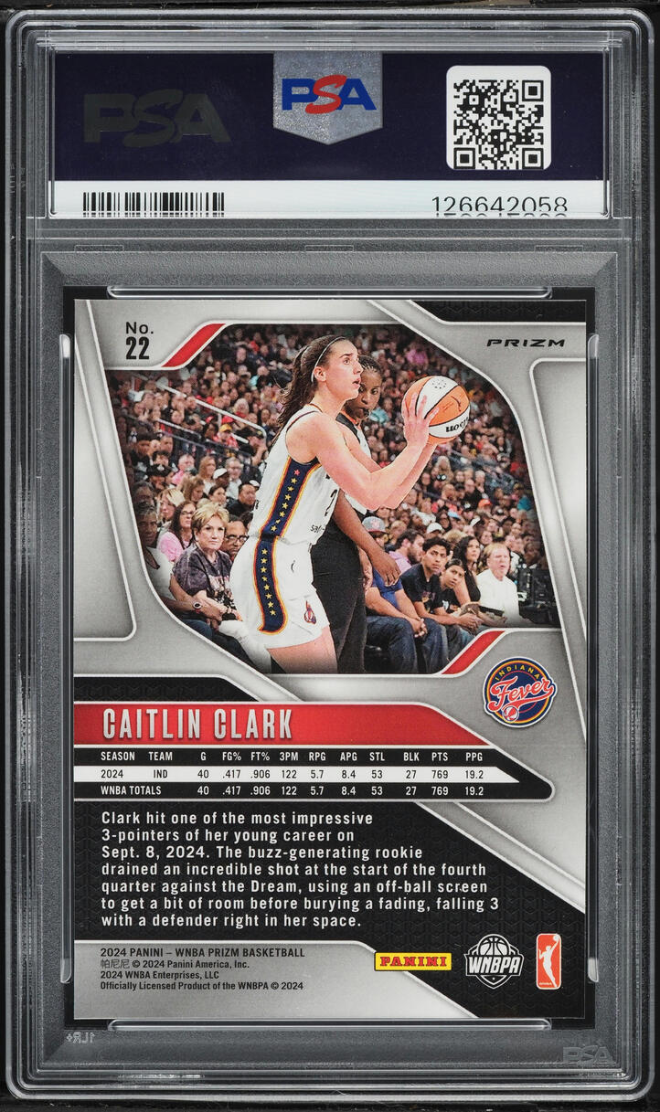 2024 Panini Prizm WNBA Ice Caitlin Clark ROOKIE #22 PSA 10 GEM MINT