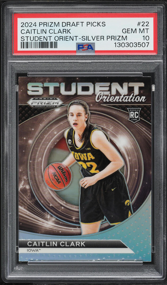 2024 Panini Prizm Draft Picks Student Orientation Silver Caitlin Clark ROOKIE #22 PSA 10 GEM