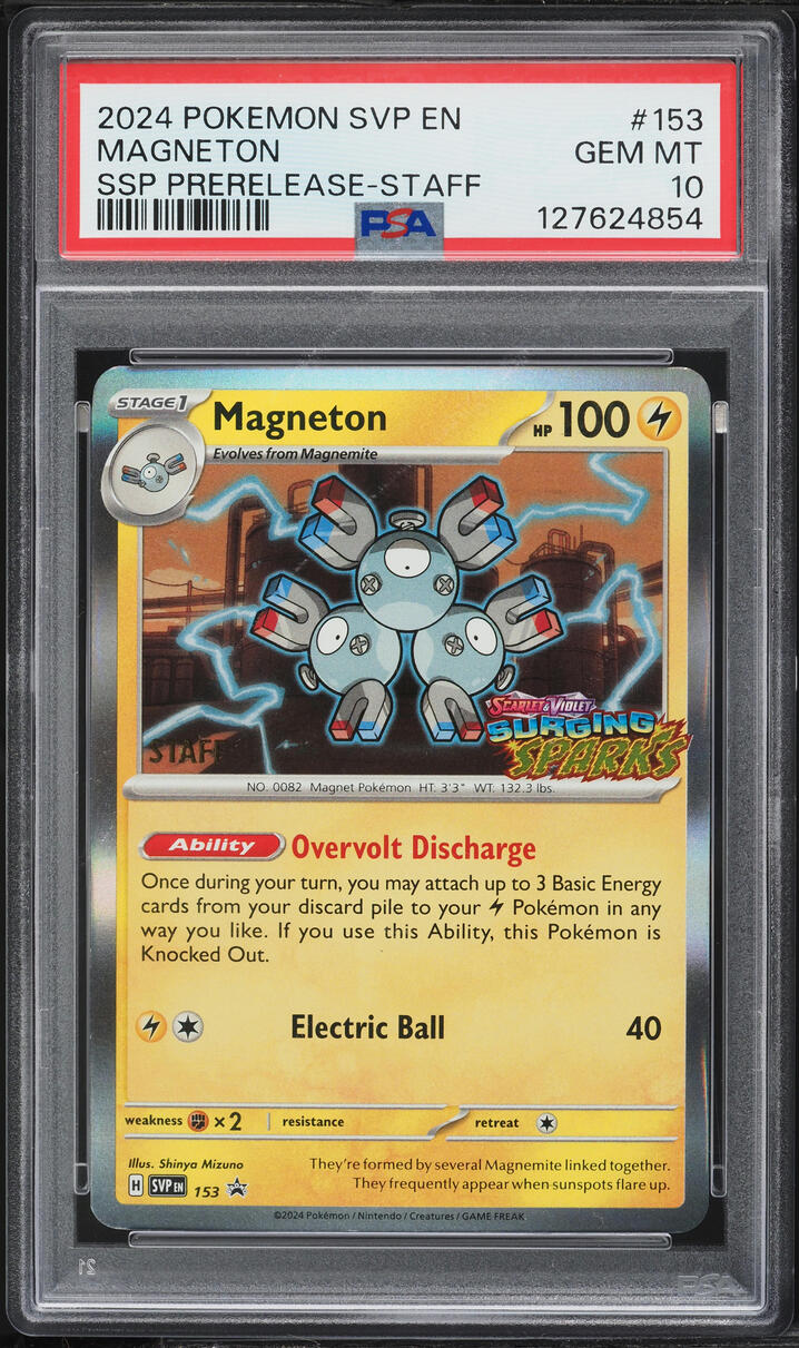 2024 Pokemon Scarlet & Violet Black Star Promo Prerelease Staff Magneton #153 PSA 10 GEM MINT