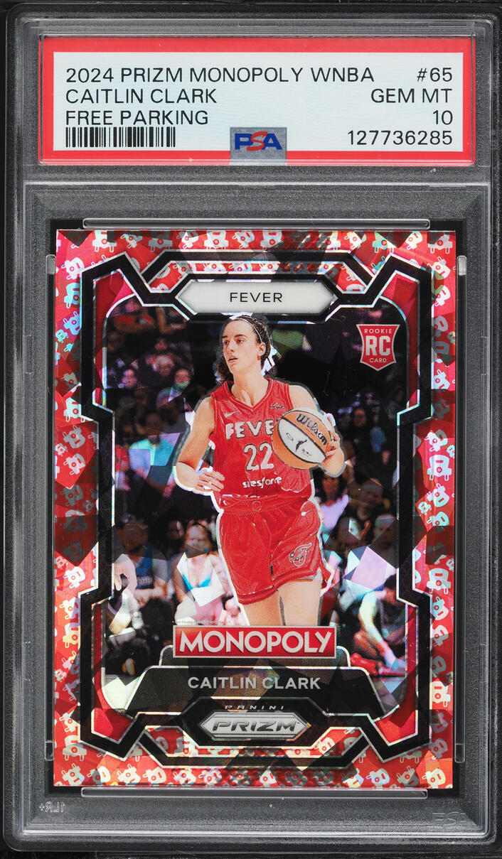 2024 Panini Prizm Monopoly WNBA Free Parking Caitlin Clark ROOKIE #65 PSA 10 GEM MINT