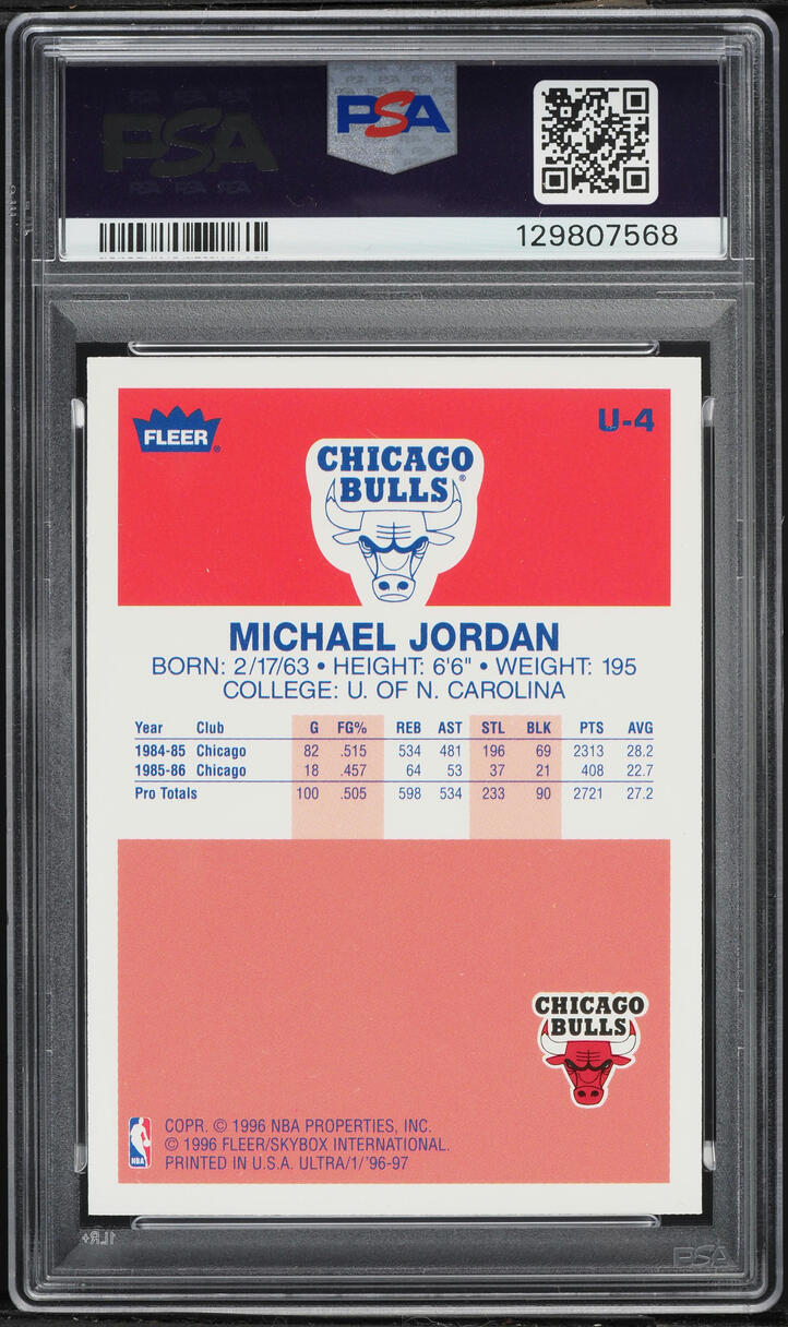 1996 Ultra Decade Of Excellence Michael Jordan #U-4 PSA 10 GEM MINT