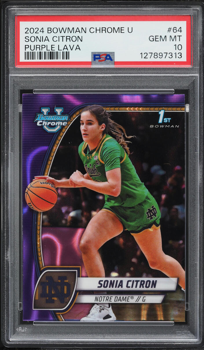 2024 Bowman Chrome University Purple Lava Sonia Citron ROOKIE #64 PSA 10 GEM MINT