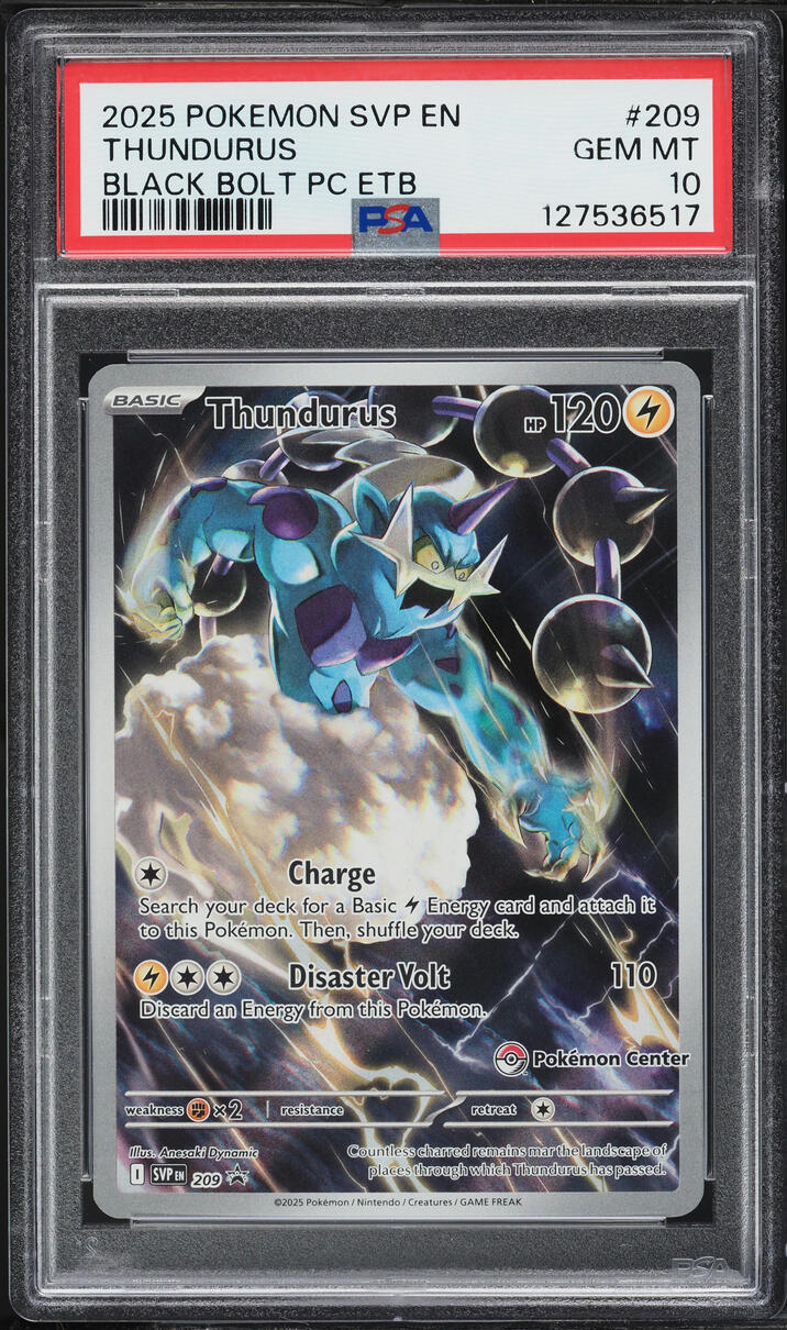 2025 Pokemon SV Promo Black Bolt Center ETB Alt Art Thundurus #209 PSA 10 GEM MINT