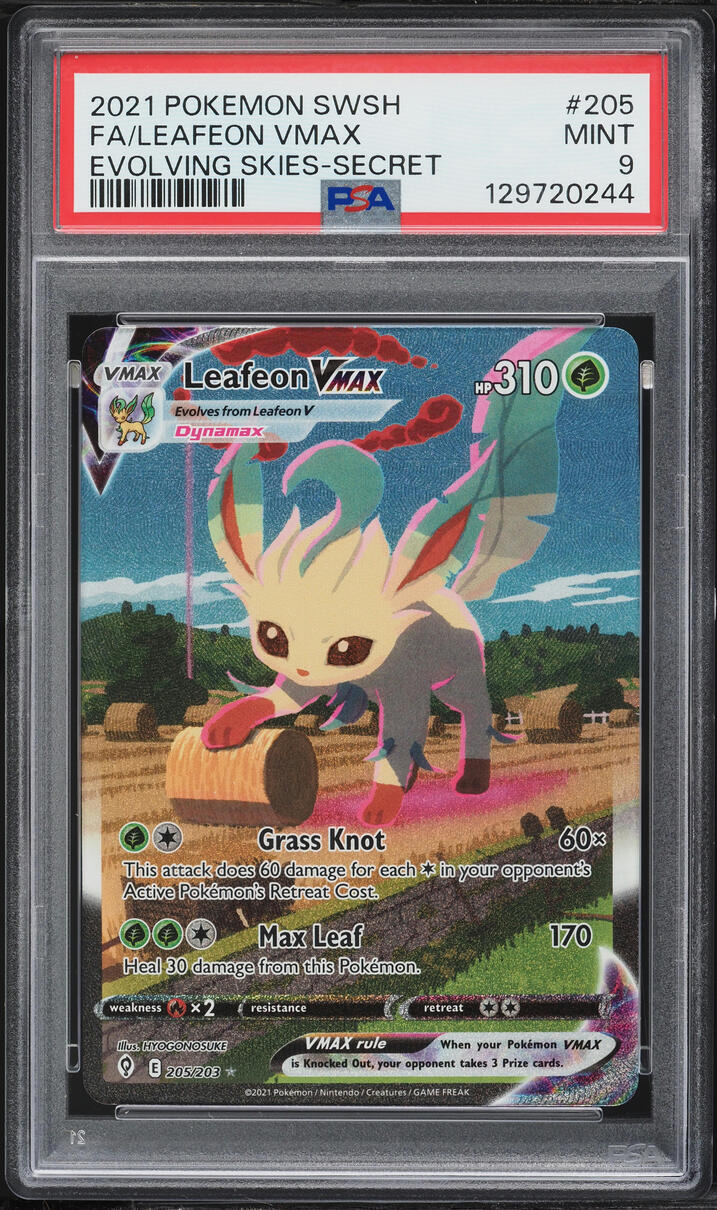 2021 Pokemon Sword & Shield Evolving Skies SEC Leafeon VMAX #205 PSA 9 MINT