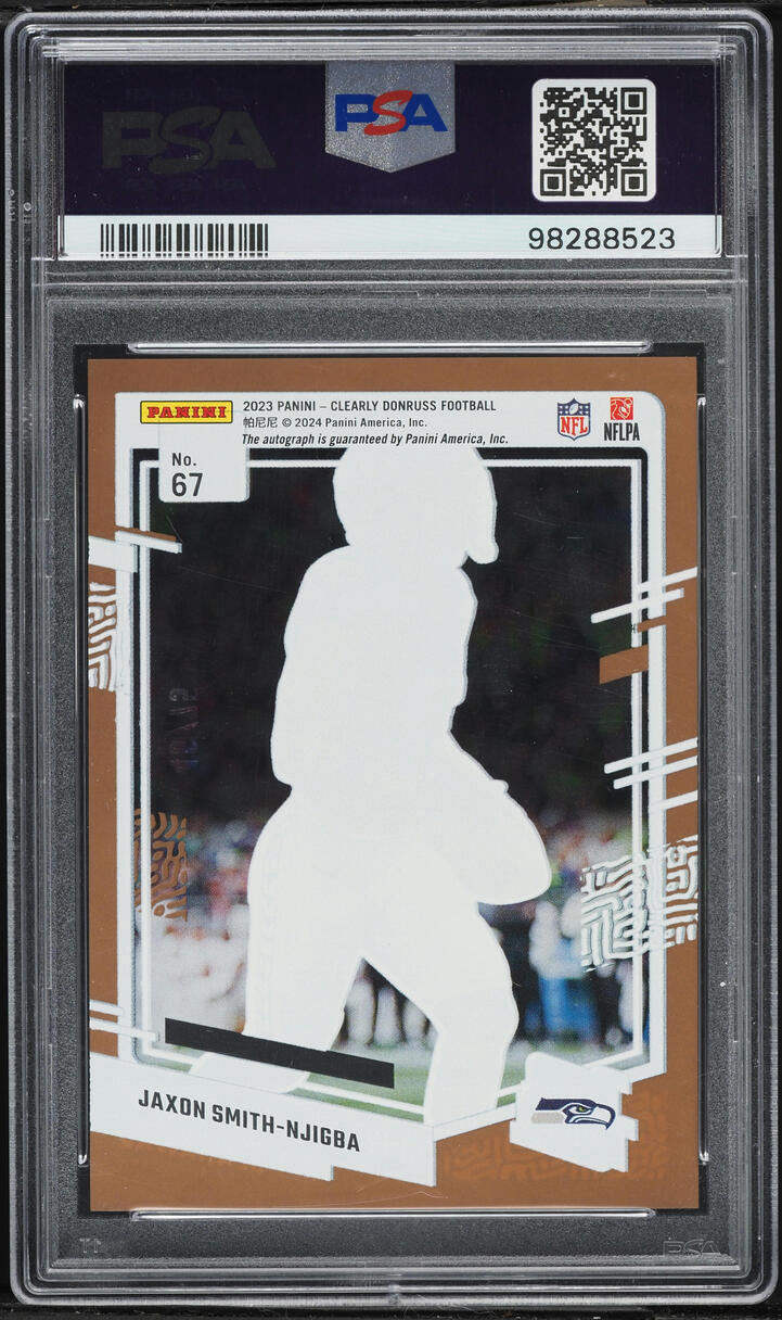 2023 Clearly Donruss Orange Jaxon Smith-Njigba ROOKIE AUTO /75 #67 PSA 10 GEM MINT