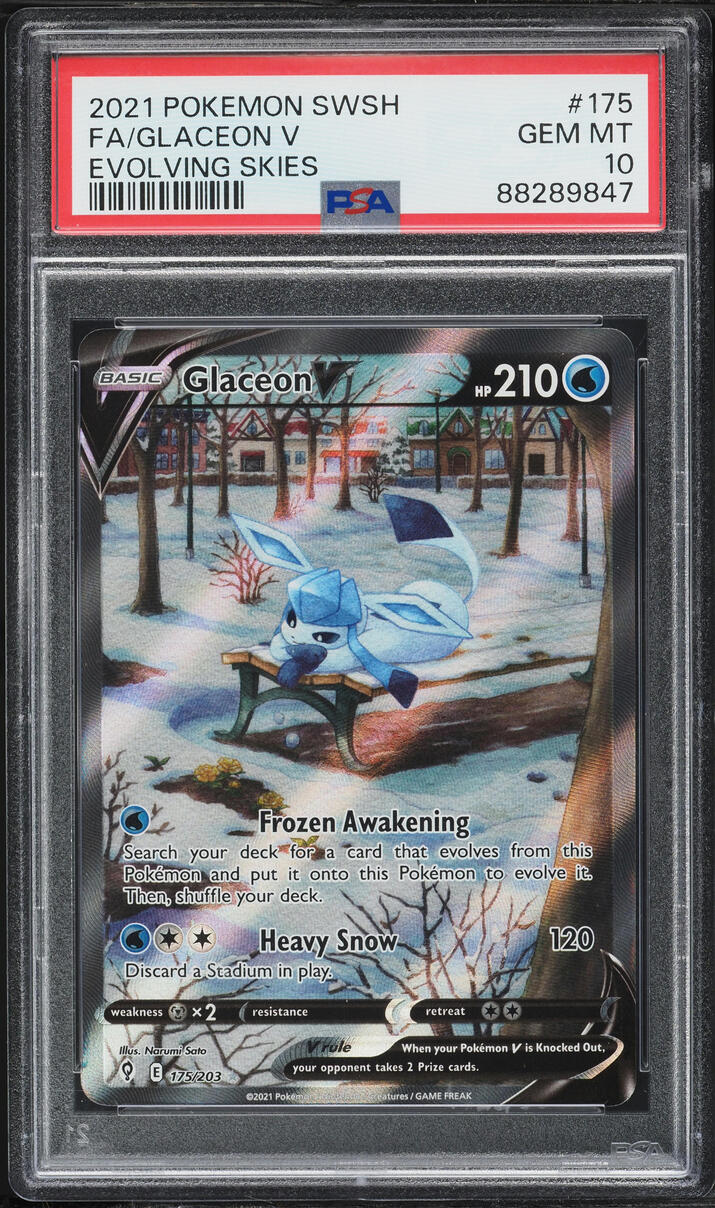 2021 Pokemon Sword & Shield Evolving Skies Alt Art Glaceon V #175 PSA 10 GEM MINT