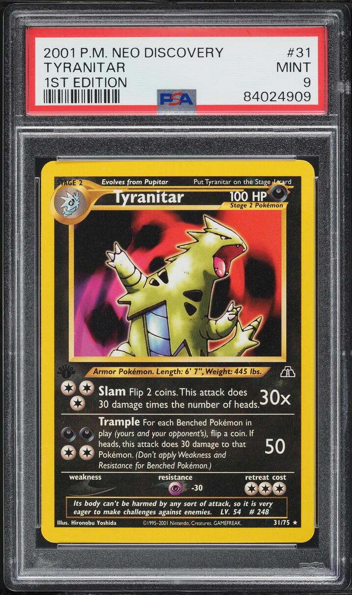 2001 Pokemon Neo Discovery 1st Edition Tyranitar #31 PSA 9 MINT