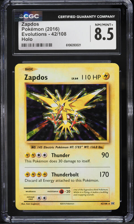 2016 zapdos pokemon card holo X Y Evolutions Single Rare 42 Lightly Played Lightning Lightning Japanese 2016 Zapdos holo bleed?
