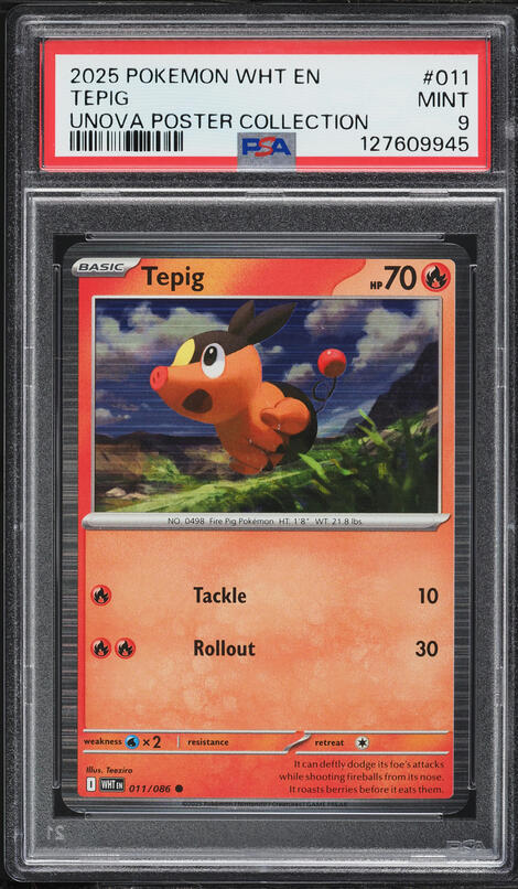 2025 Pokemon Scarlet & Violet White Flare Unova Poster Collection Tepig #11 PSA 9 MINT