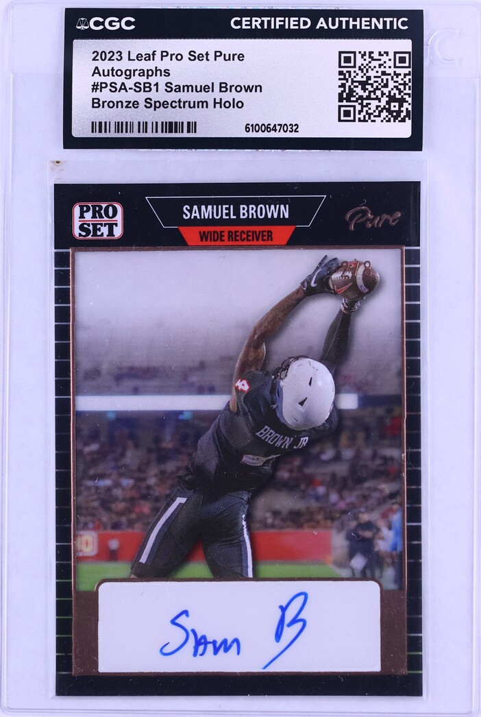2023 Leaf Pro Set Pure Bronze Spectrum Holo Samuel Brown ROOKIE AUTO /8 #PSA-SB1 CGC AUTH