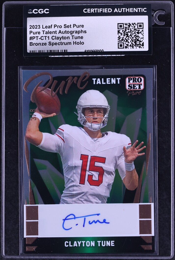 2023 Leaf Pro Set Pure Talent Bronze Spectrum Holo Clayton Tune ROOKIE AUTO /8 #PT-CT1 CGC AUTH