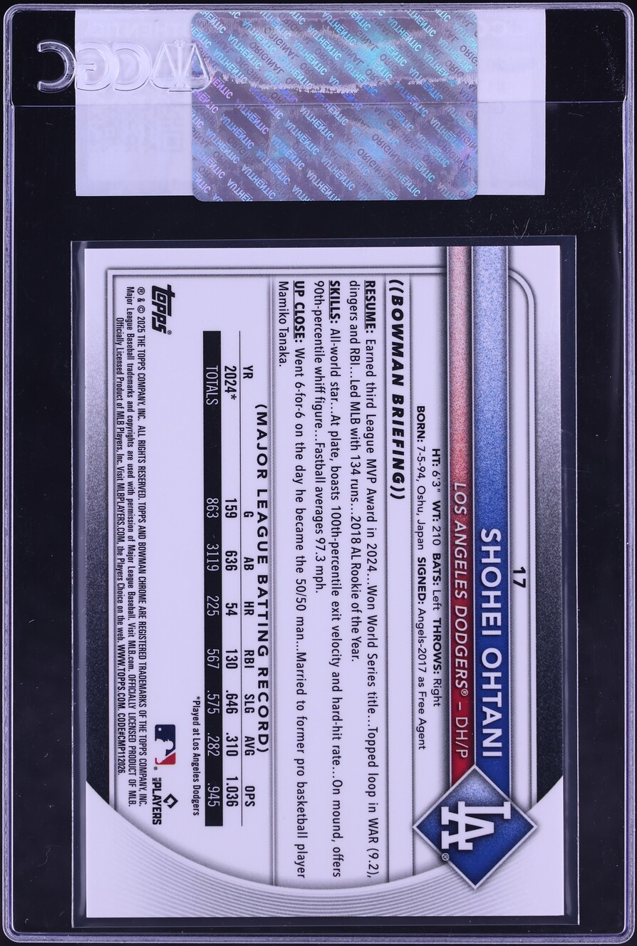 2025 Bowman Chrome Gold Geometric Refractor Shohei Ohtani /50 #17 CGC AUTH