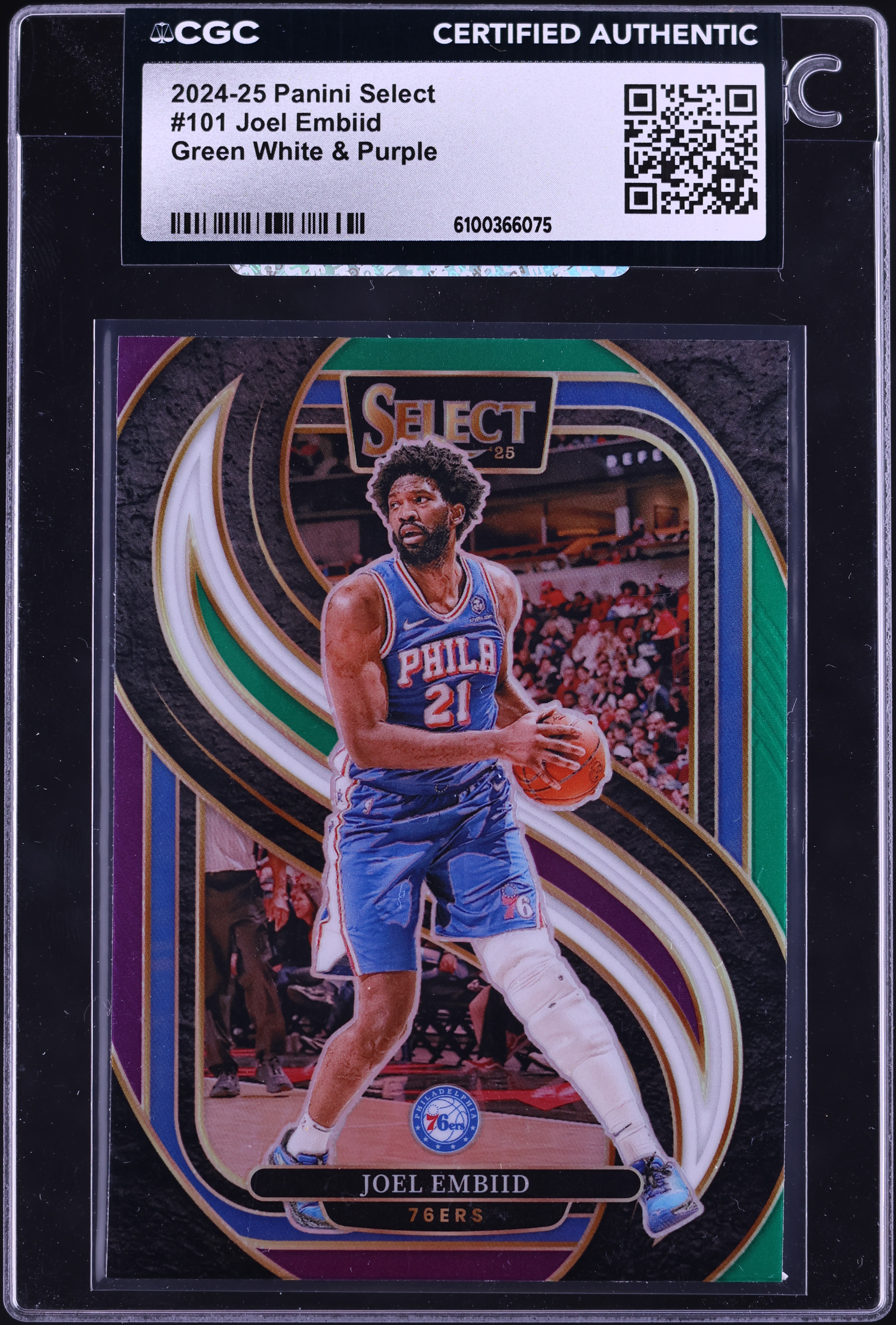 2024 Select Premier Level Green White & Purple Prizm Joel Embiid