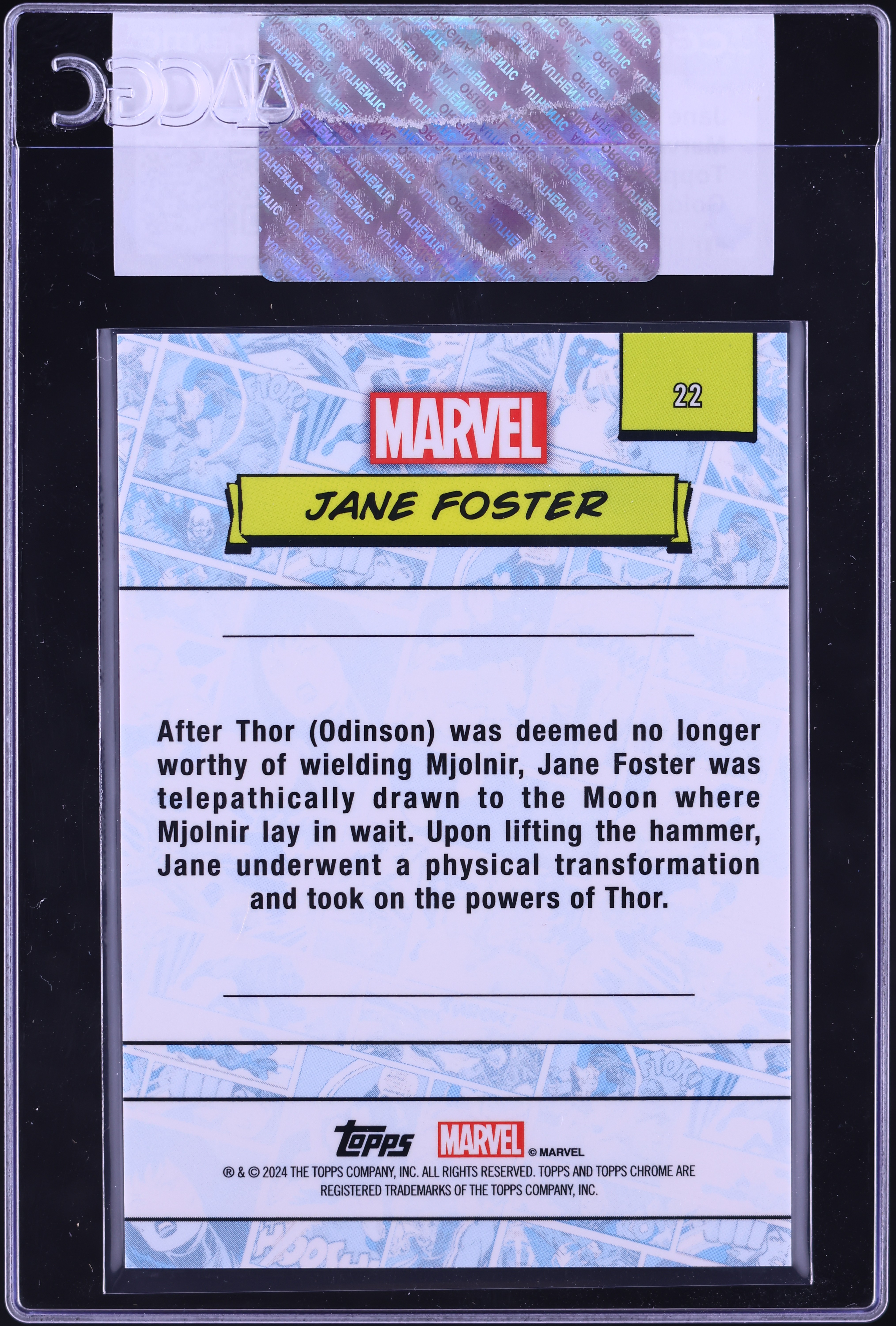 2024 Topps Chrome Marvel Gold Jane Foster /50 #22 CGC AUTH on