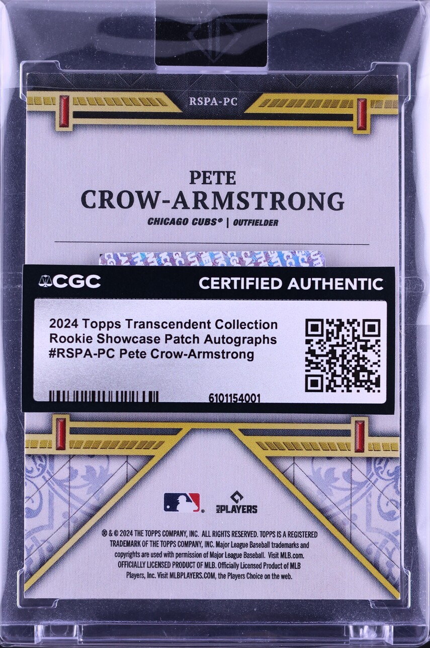 2024 Topps Transcendent Collection Showcase Pete Crow-Armstrong ROOKIE PATCH AUTO /5 CGC AUTH