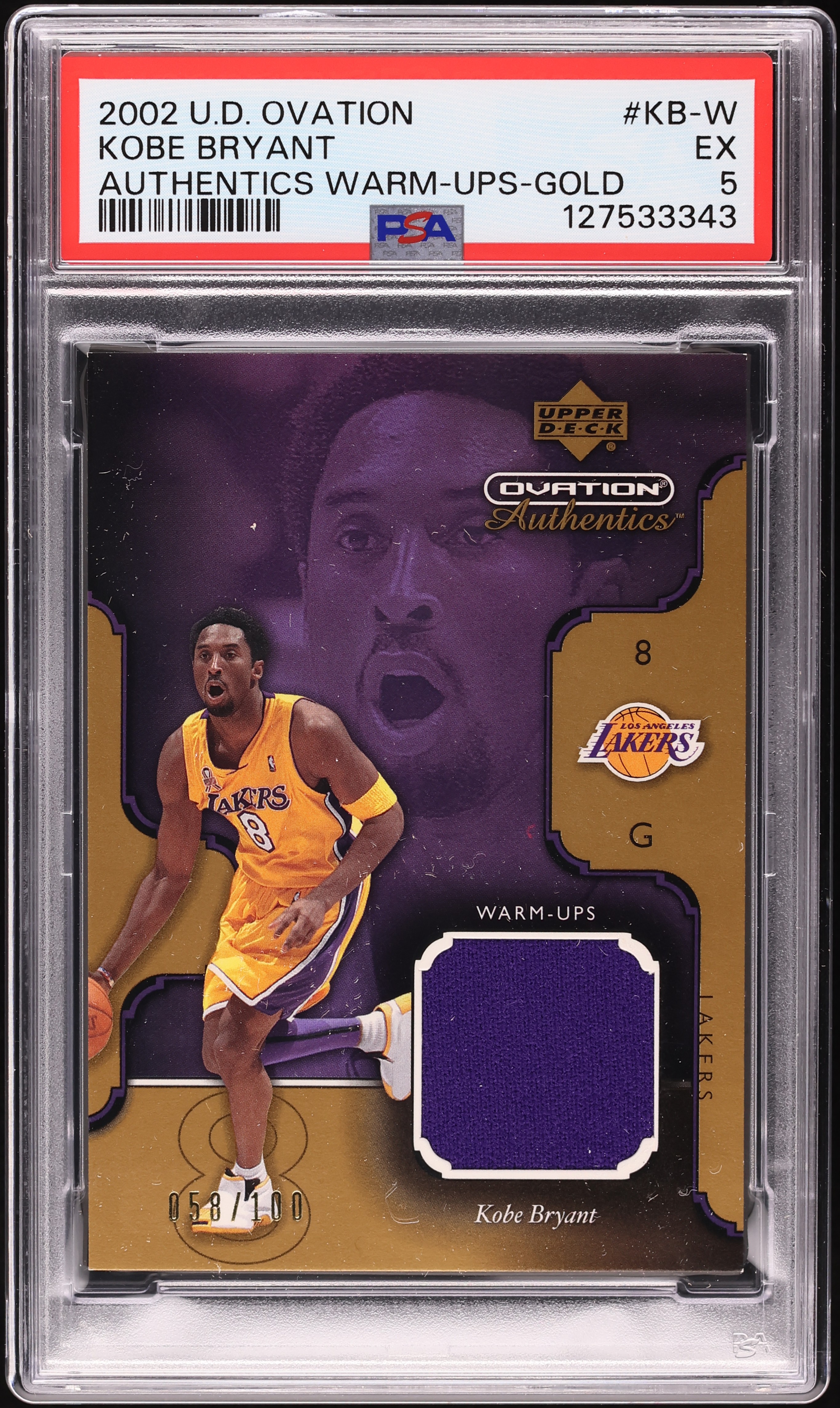 2002 Upper Deck Ovation Authentics Warm-Ups Gold Kobe Bryant PATCH 