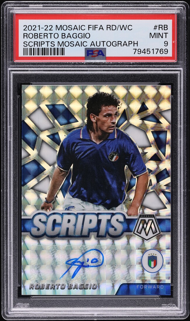 2021 Panini Mosaic FIFA Road To World Cup Scripts Roberto Baggio AUTO #RB PSA 9 MINT