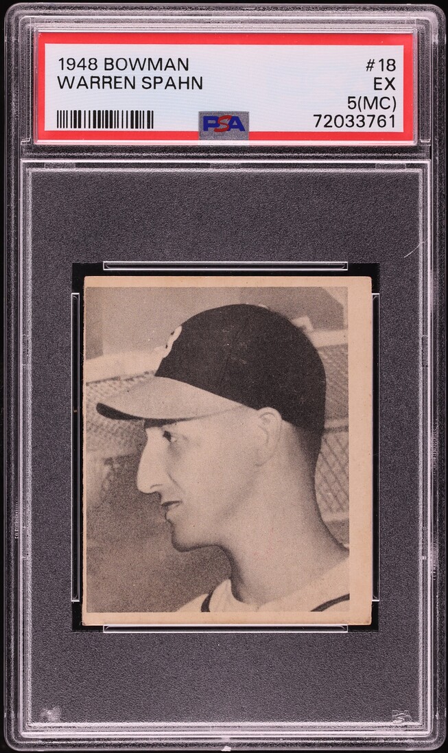 1948 Bowman Warren Spahn ROOKIE #18 PSA 5(mc) EX