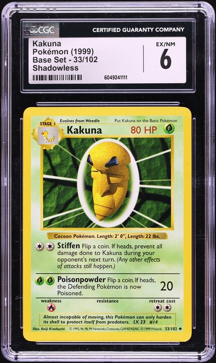 1999 Pokemon Base Set Shadowless 1st Edition Kakuna #33 CGC 10 GEM