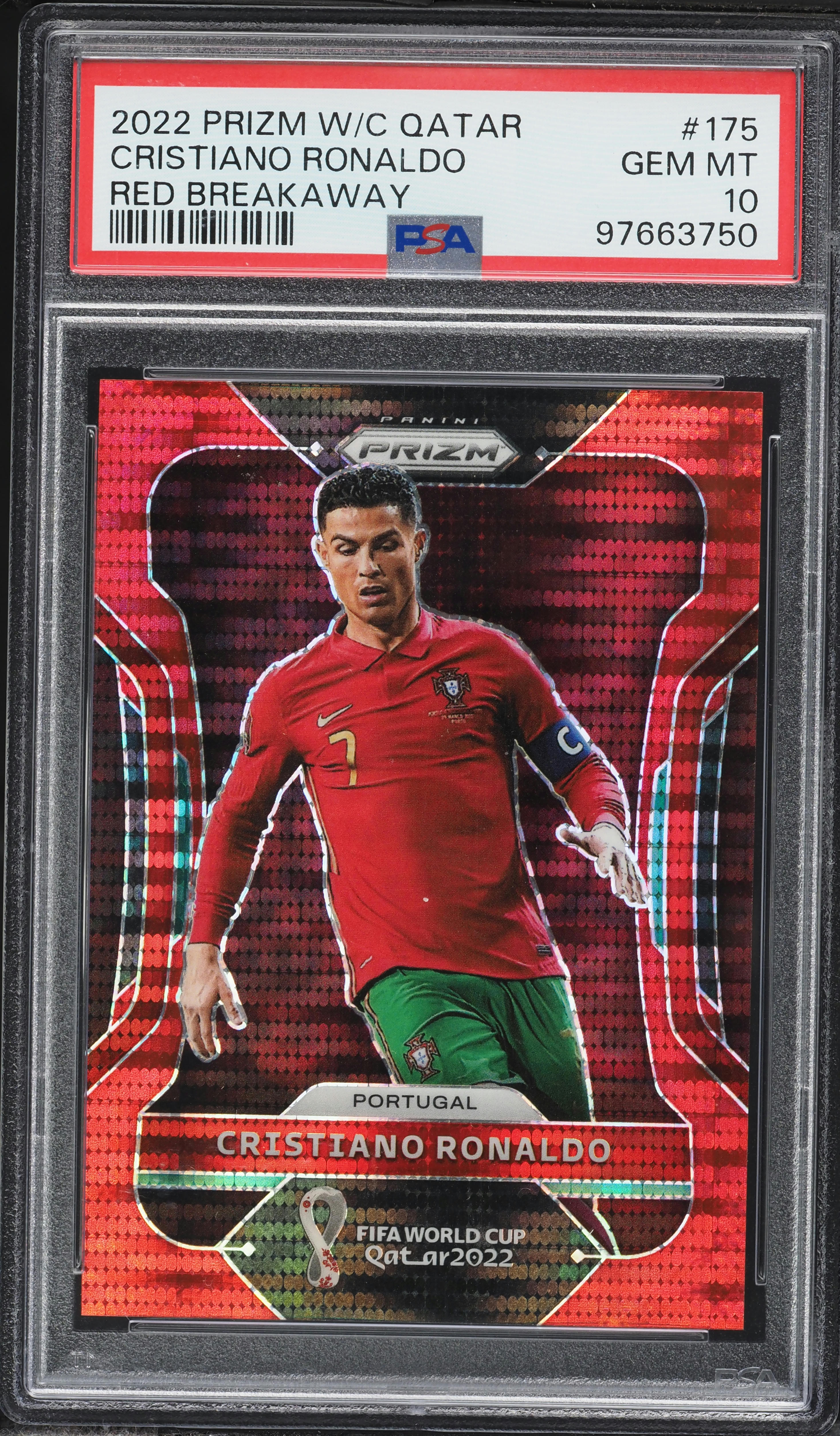2022 Panini Prizm World Cup Qatar Red Breakaway Cristiano Ronaldo