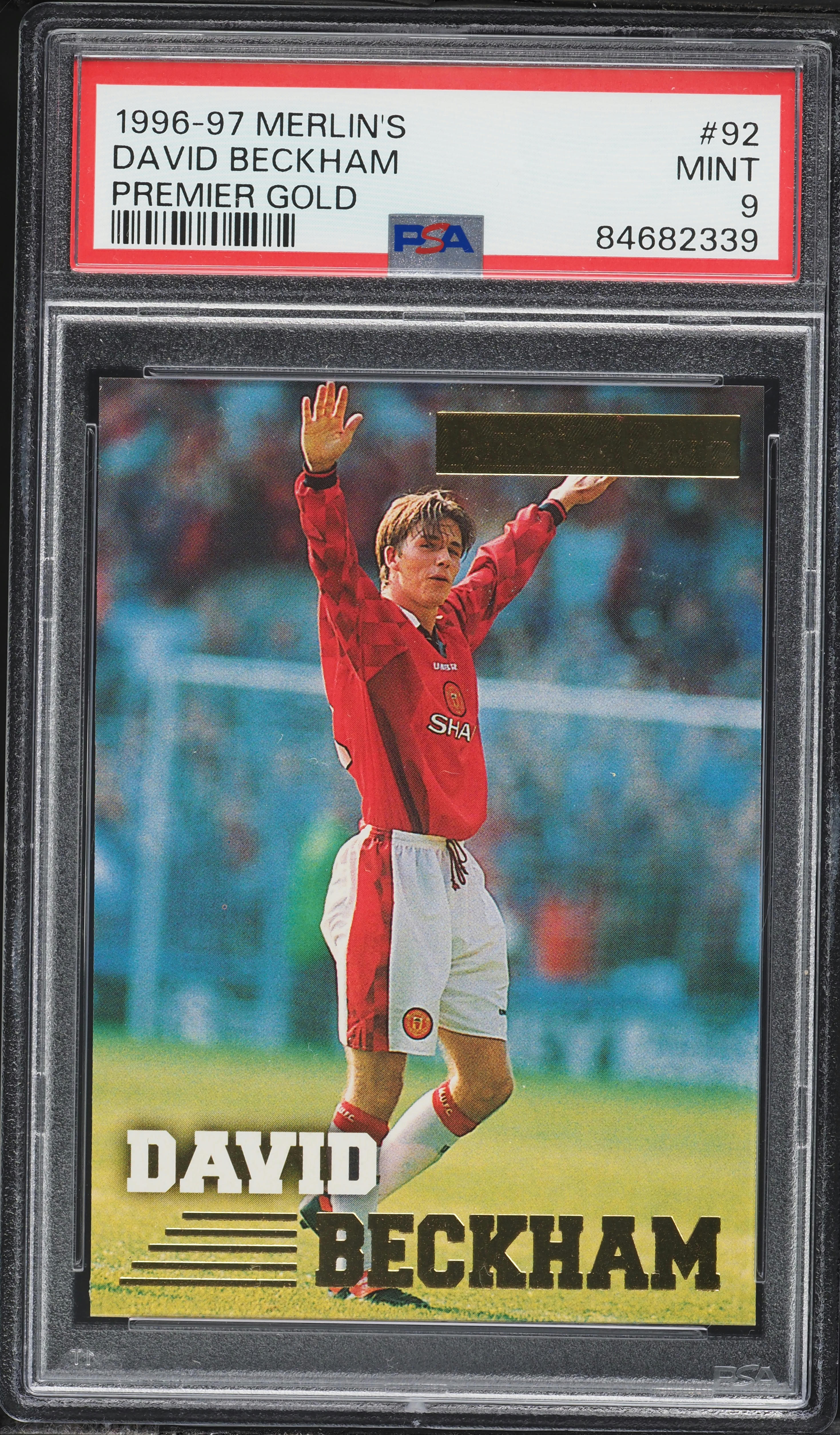 1996 Merlin's Premier Gold David Beckham ROOKIE #92 PSA 9 MINT on