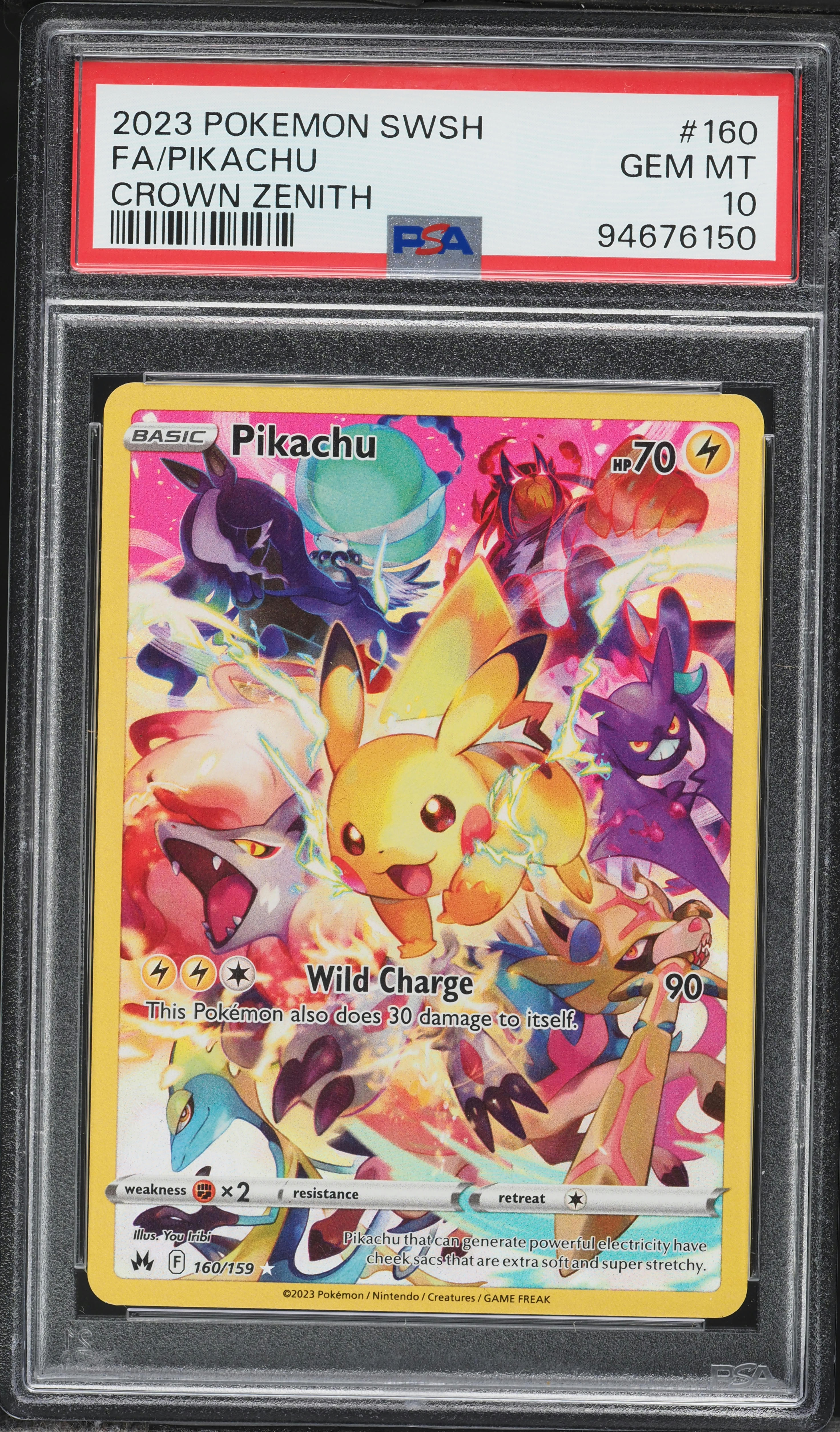 2023 Pokemon Sword & Shield Crown Zenith SEC Pikachu #160 PSA 10