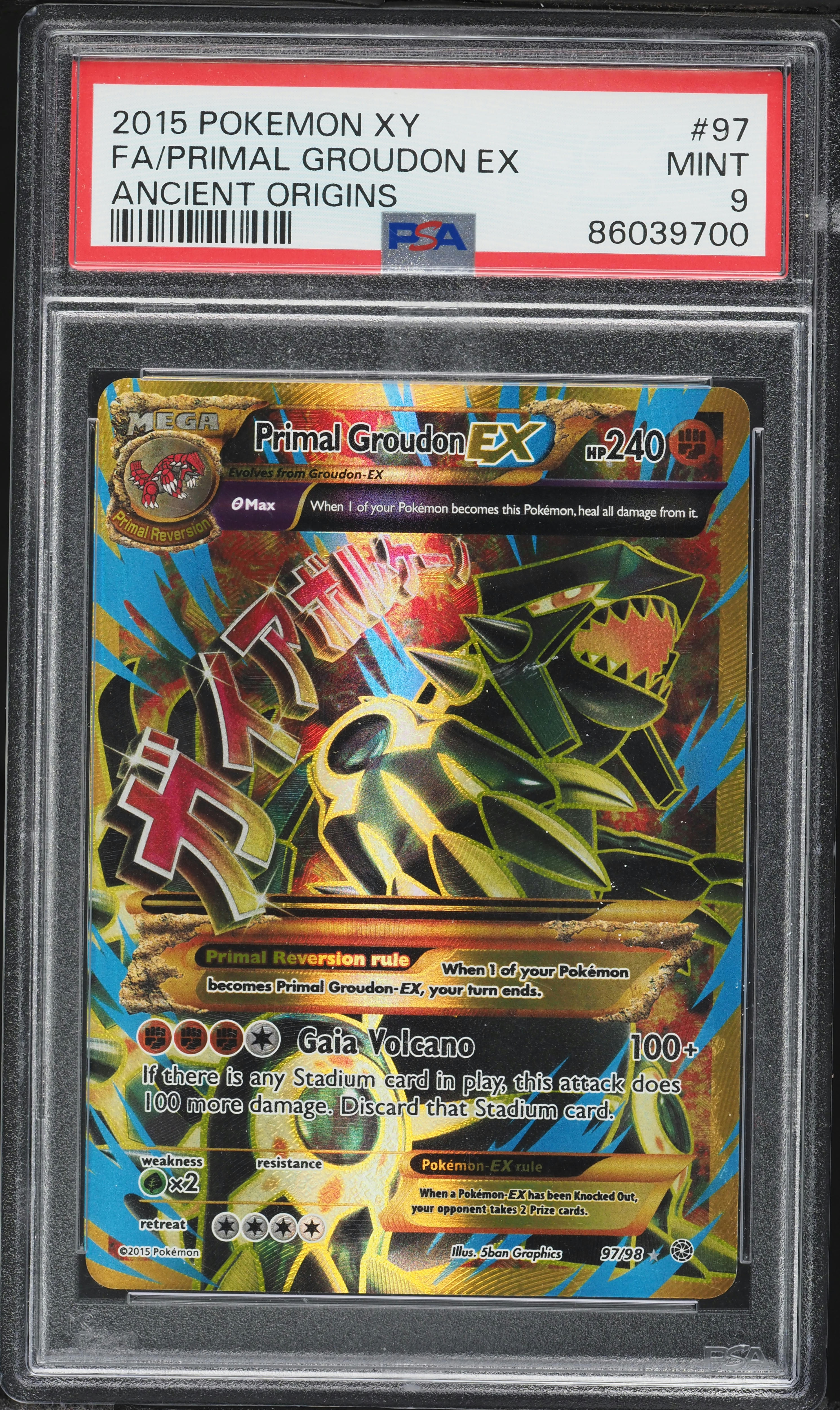 2015 Pokemon XY Ancient Origins Full Art Primal Groudon EX #97 PSA