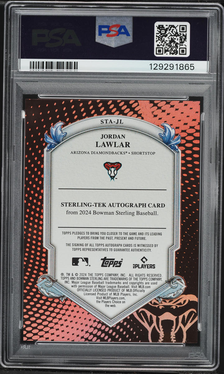2024 Bowman Sterling Rose Gold Refractor Jordan Lawlar ROOKIE AUTO /15 #STA-JL PSA 9 MINT