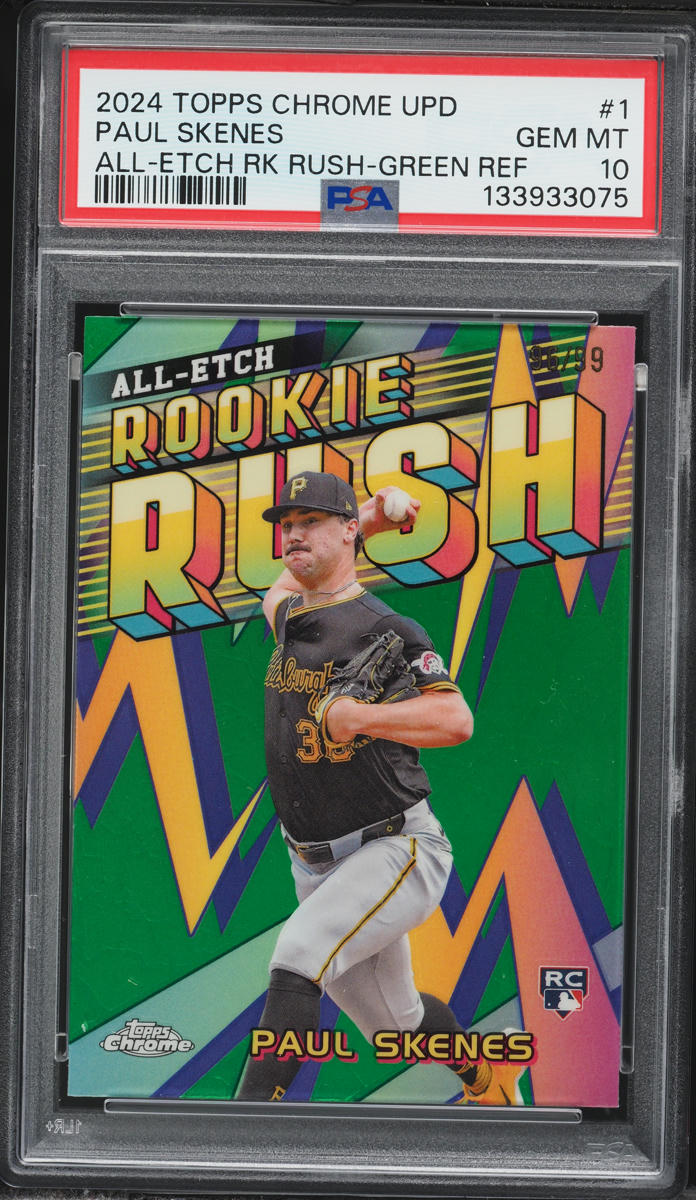 2024 Topps Chrome Update All-Etch Rush Green Refractor Paul Skenes ROOKIE /99 #1 PSA 10 GEM